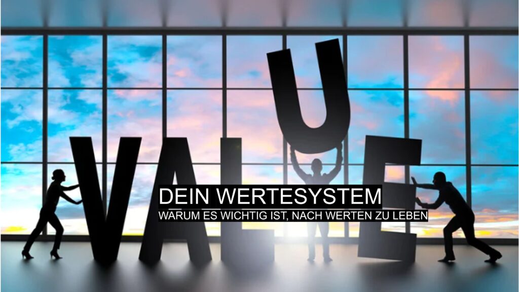 Menschen stellen das Wort VALUE auf. Symbol für Werte und Wertesystem im Leben und im Job
