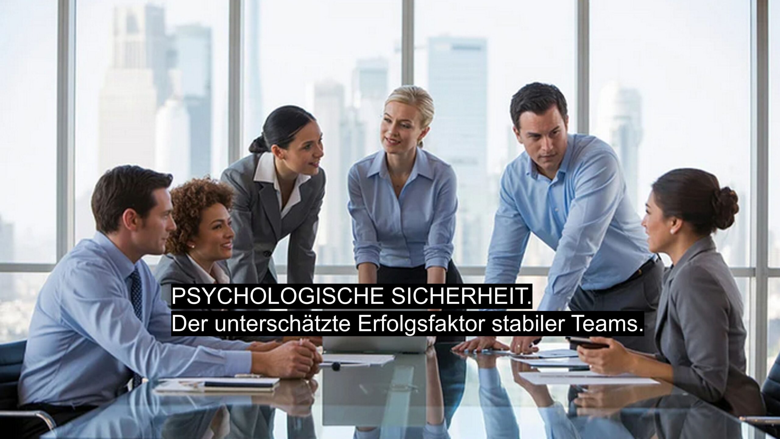 Teammeeting im Unternehmen als Symbol für psychologische Sicherheit, Vertrauen und gute Zusammenarbeit im Team